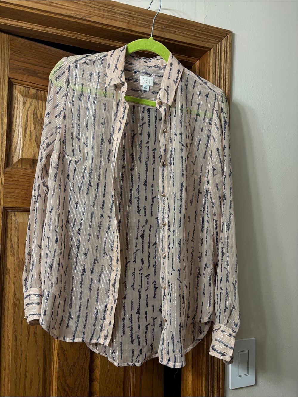 a new day Pale Pink Printed Button-Down Shirt